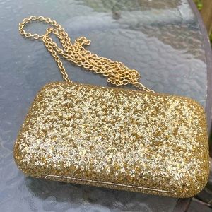 EVENING Bag Sparkly Clutch Gold Cross Body Bag